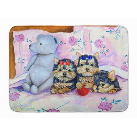 Carolines Treasures Yorkie Puppies three in a row Machine Washable Memory Foam Mat 7192RUG